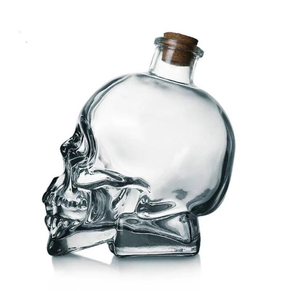 Glass Skull Head Cup 100-750ML Water Bottle Creative Skull Head Wine Bottle  Halloween Gift