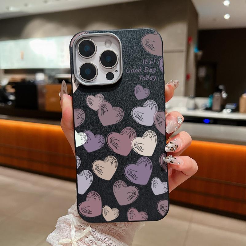 

Красивый чехол с рисунком сердец любви и кожи для iPhone 16, 15, Pro, 14 Plus, 13, 12, 11 Pro Max, Xs Max, Xr, 8, 7, 6 Plus, ударопрочный, тонкий, мягкий чехол из ТПУ iPhone 16 Pro Max чёрный