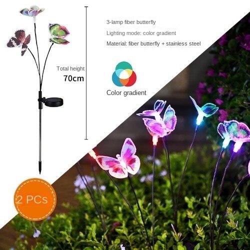 New Solar Powered 3-head Butterfly Light Outdoor Courtyard Decoration Light Solar Powered Lawn Inserted Garden Atmosphere Light