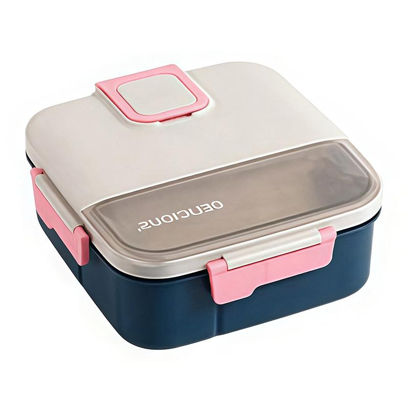 Lunch Box Food Grade Plastic Office Worker Lunch Box With Tableware Individually Sealed Portable Bento Box Salad Box серый
