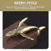 Pure Copper Whale Desktop Decor Office Sculpture Tea Pet Cement Molds for Concrete Adornment Retro Figurine
