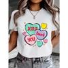 European Size Loves You | Sweet Candy Hearts Printed Casual Short-Sleeve T-Shirt for Women, Comfortable Top for Spring/Summer