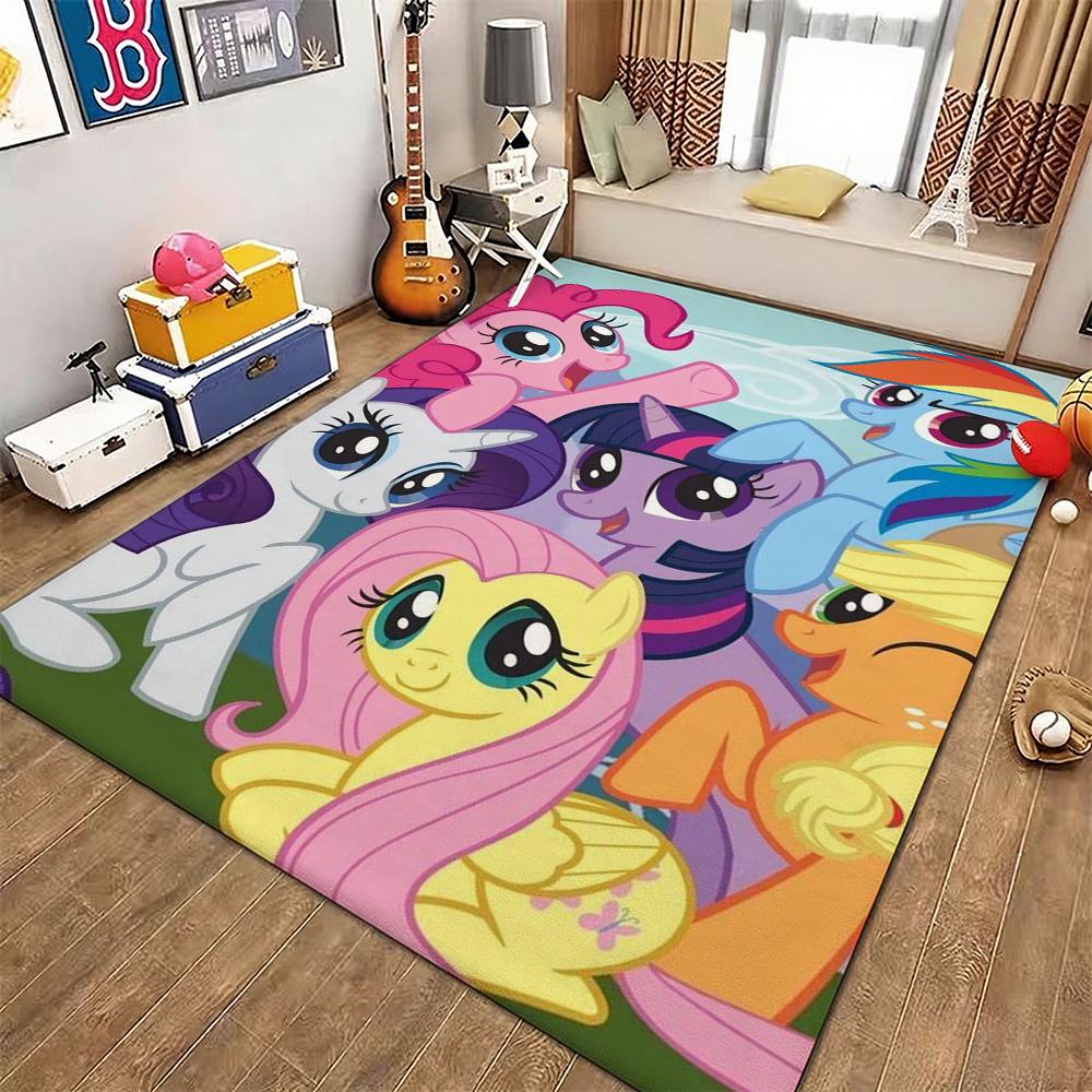 Magical Friendship Pony Gang Theme Rug Soft Nonslip Carpet For Bedroom Study Home Decor Holiday Gift