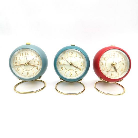 Mini Cute Desktop Metal Round Alarm Clock Night Light Home Bedroom Decoration