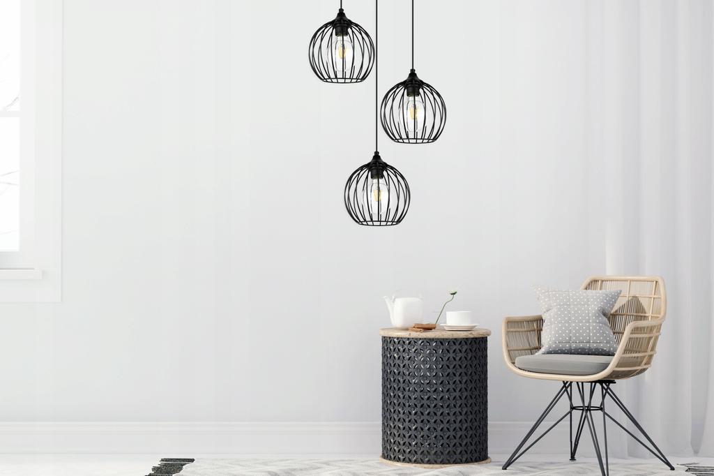 HANGING WIRE LAMP BLACK LOFT LED CHANDELIER