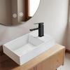 Countertop Basin - NETTLIFE - Square Basin - White Ceramic - 40 X 22 X 10 Cm - Wall Mounting