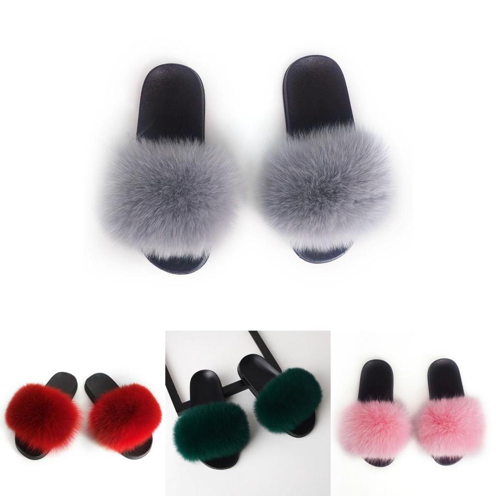 Elegant And Comfortable Women's Girls' Fur Slides With Soft Fuzzy Furry Slippers
