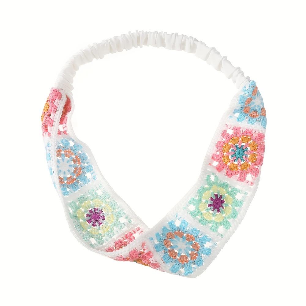 [Stretch Crochet Flower Headband] Crochet Flower Stretch Headband, Women's Knitted Plum Blossom Elastic Hair Bands for Women's Daily Life Dating Party