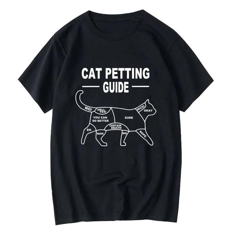

Women Tshirt Short Sleeve Round Neck Funny Cat Print Cat Petting Guide Graphic Humor Tops Casual T-shirt Summer Clothing - M... S разноцветный