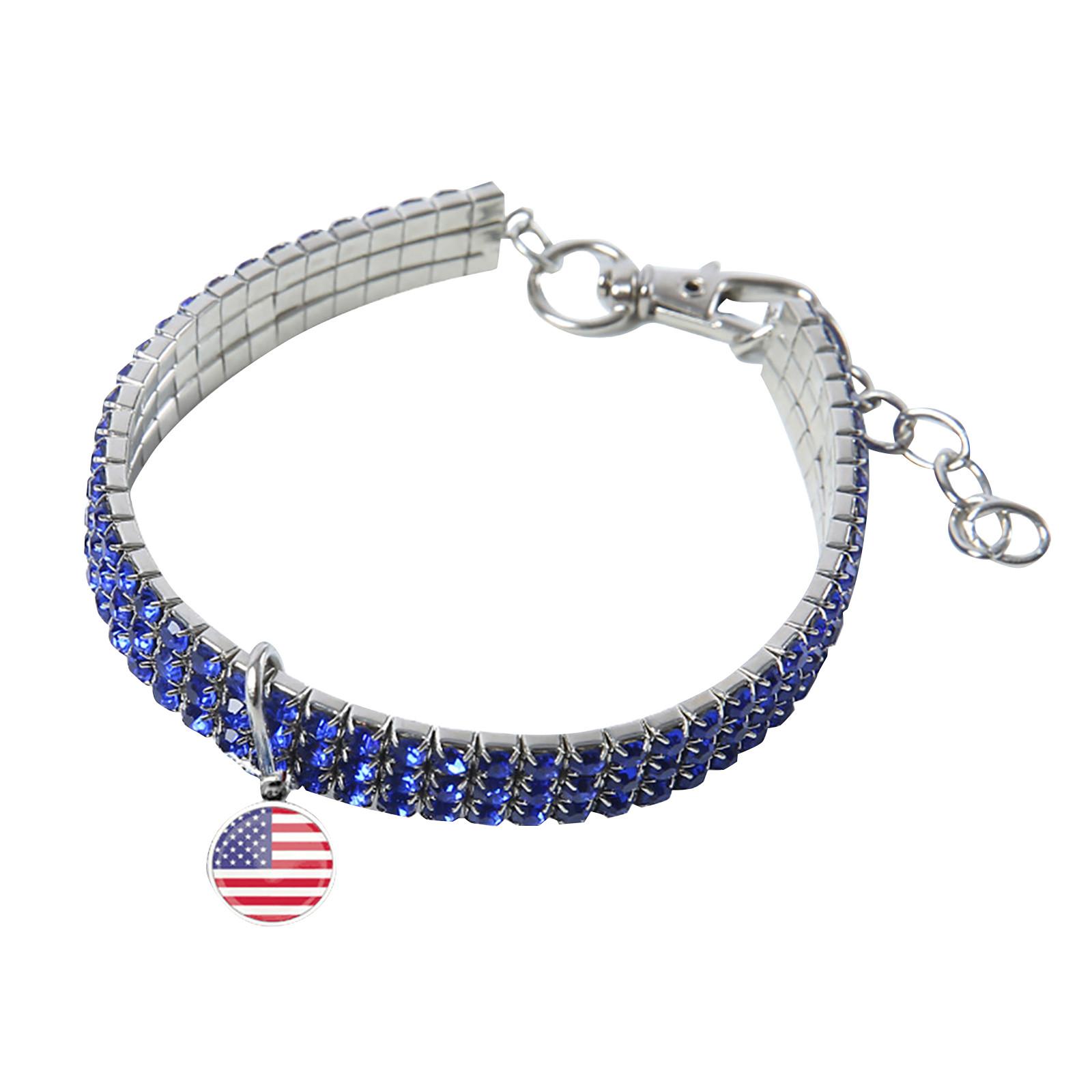 Pet Dog Bling Rhinestone Chocker Collars Fancy Dog Heart Shaped Necklace S