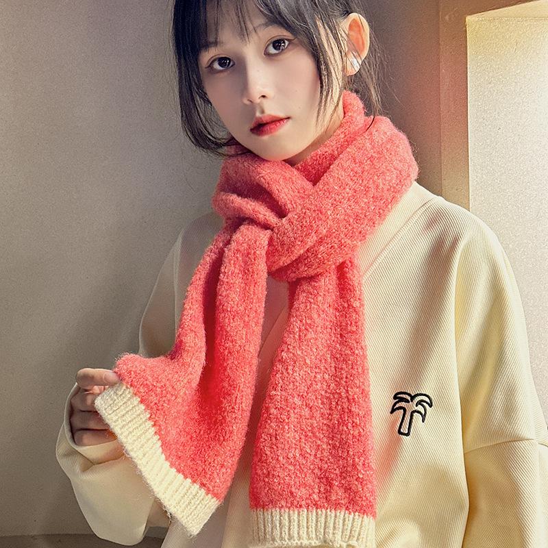 Luochi Wool Blend Scarf: Simple, Versatile Neck Warmer for Autumn/Winter Students & Couples. оранжевый