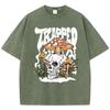 T-shirty z nadrukami grzybów rosnących w czaszkach, koszulki do prania, letnie, z okrągłym dekoltem, krótkim rękawem, modne, bawełniane, luźne koszulki