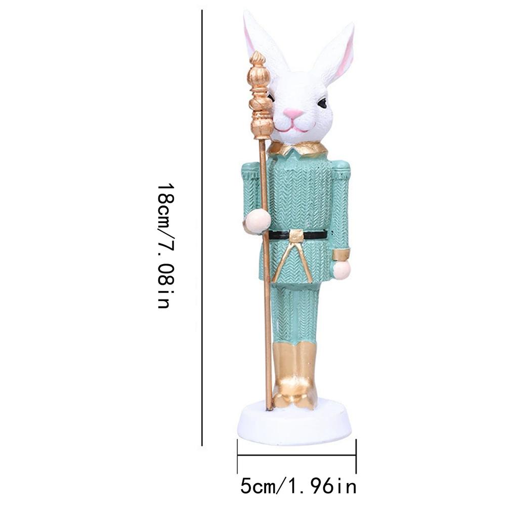 Resin Bunny Decor Easter Desk Statue Rabbit with Scepter Resin Rabbit Animal Sculpture Spring Creative Tabletop Ornaments for
