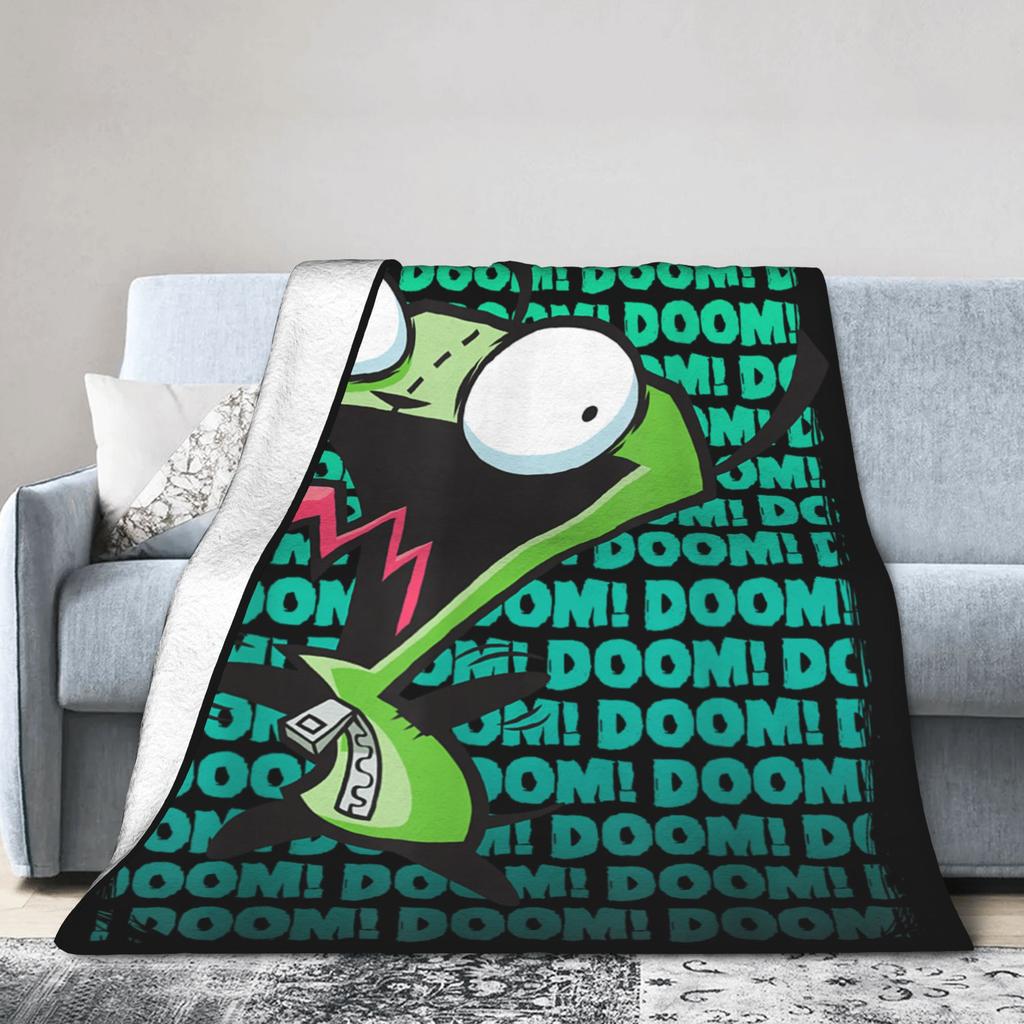 Invader Zim Taco Gir Y2K Cartoon Knitted Blanket  Fleece Throw Blankets Bed Sofa Decoration Soft Warm Bedspread