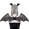Bat Wing with Headwear Set Black Wing Bats Ears Headband Adults Halloween Wing Vampires Costume Wing