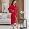 Elegantes Satin-Seiden-Pyjama-Set für Damen: Sommer-Feder-Bademantel, Langarm-Oberteil, Camisole & Hose - 1019