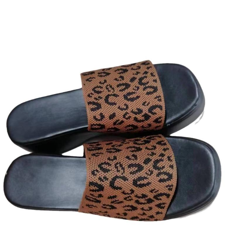 Platform slippers women's large size wedge slippers colored one-word platform slippers summer striped women's shoes