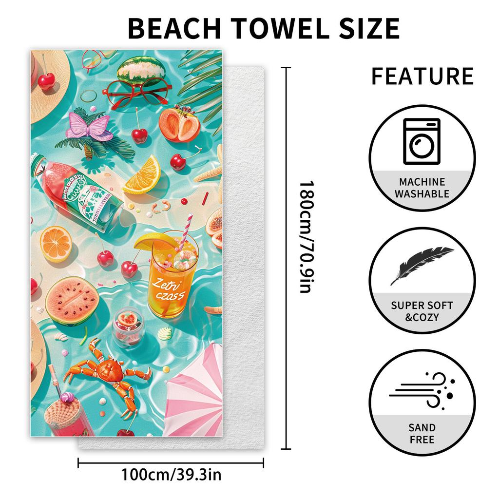 New, Double-sided Velvet Beach Towel Quick-drying Sports Towel Printed Bath Towel