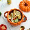 DoubleHled Ceramic Pumpkin Bowl Halloween Themed Serving Bowl for Soups And Stews Home Decor And Culinary Use