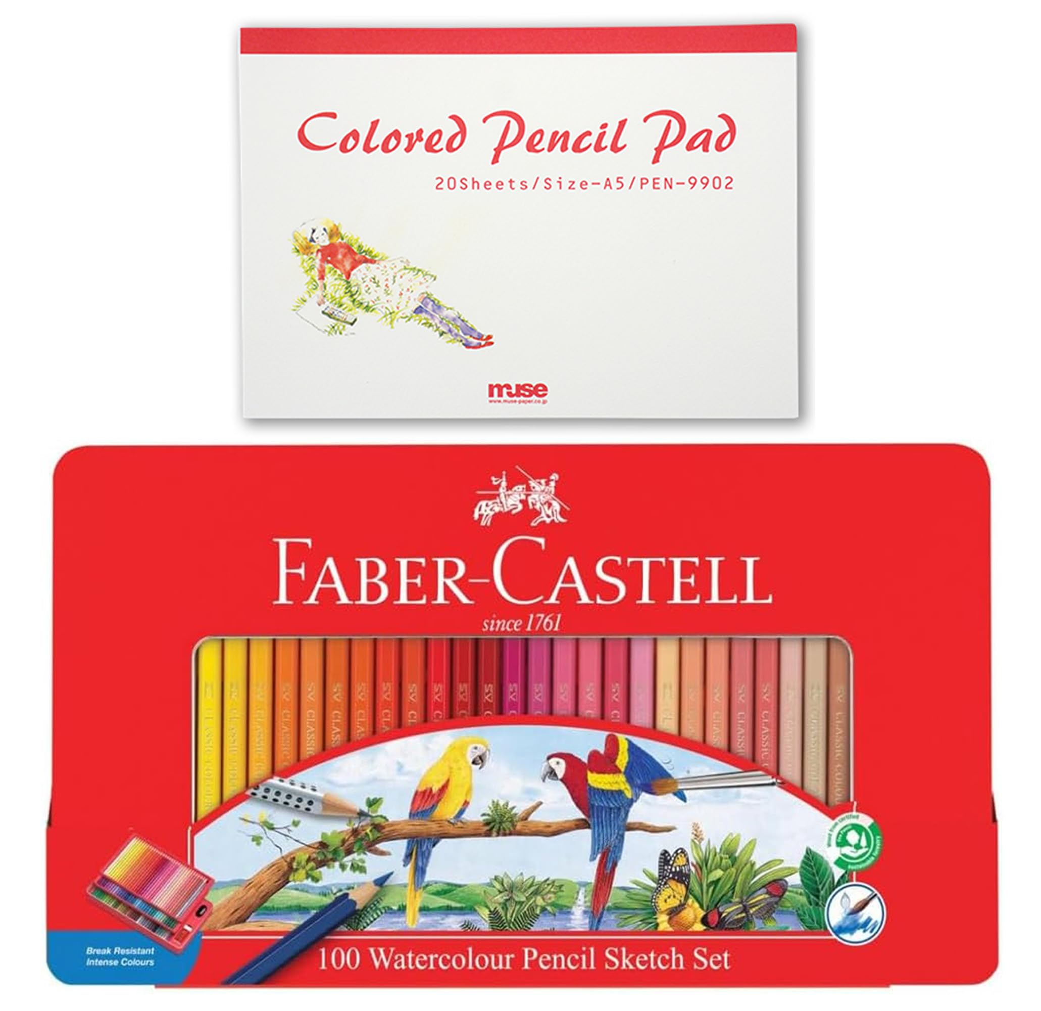 Watercolor 100 with Color Pencil Pad Set Faber-Castell Pencils, Colors, (27132012)
