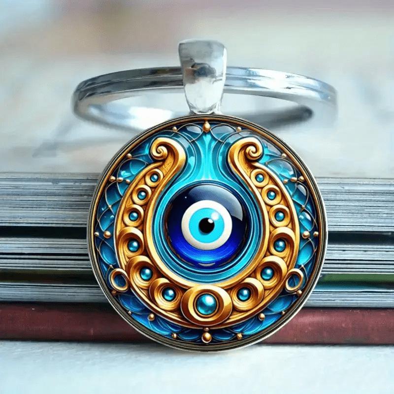 European & American Hot-Selling Lucky Evil Eye Blue & Gold Keychain Pendant