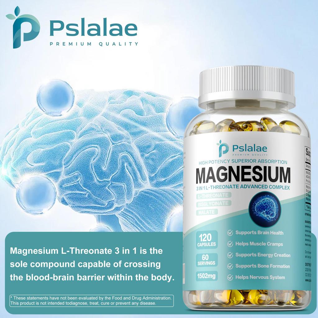 Magnésium - L-Thréonate, Bisglycinate, Malate - Santé Cérébrale, Mémoire & Concentration