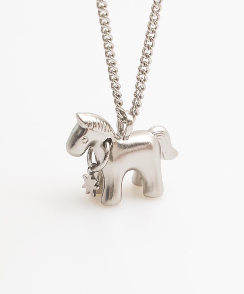 Towtow Archive Tiki Pony Pendant Necklace Rhodium Silver