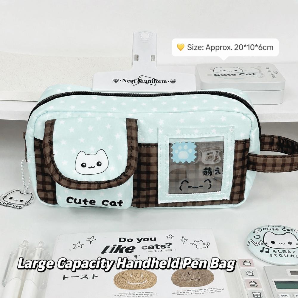 Large Capacity Pencil Case Cat Print Pencil Pouch Portable Pen Bag  Gift