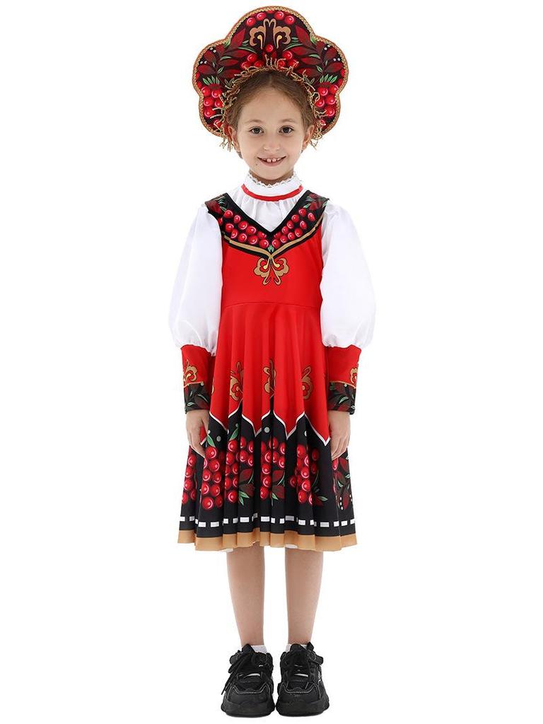 Russian Ethnic Children's Halloween Costume for Stage Performance