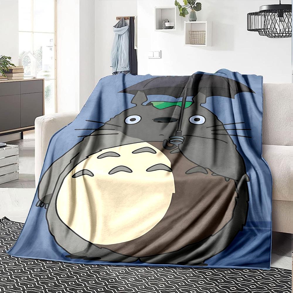 1pc Totoro Friends Flannel Blanket,Ultra Soft Warm Plush Throw for Home Bedroom Bed Sofa Cover Camping Picnic Gift Y7175