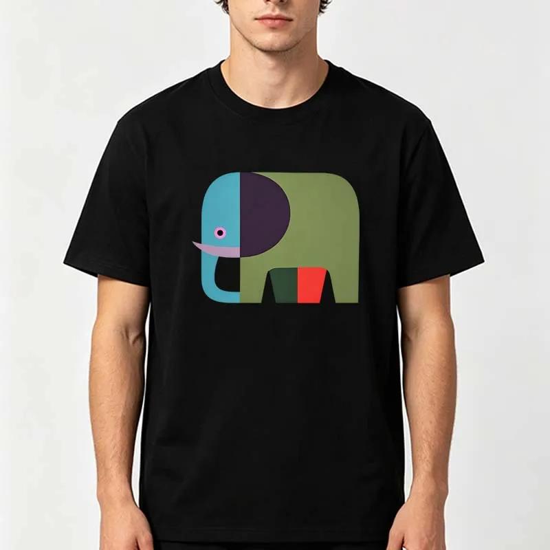 Colorful Elephant Print Tshirts For Unisex Unisex Summer Casual Fashion High Street Funny Tops Crew Neck Short Sleeve Cotton Tees