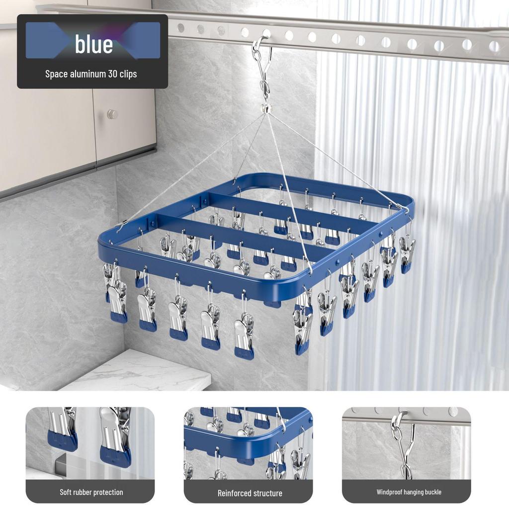 Aluminum Alloy Multi-Clip Drying Rack for Socks and Underwear
