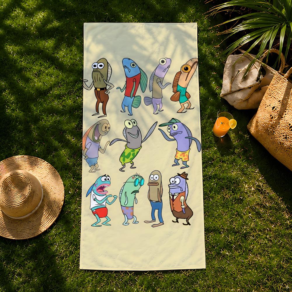 Art cartoon a-abstract F-Fish Towel beach towel, quick drying absorbent bath towel for Swim,Gym,Camping,Outdoor