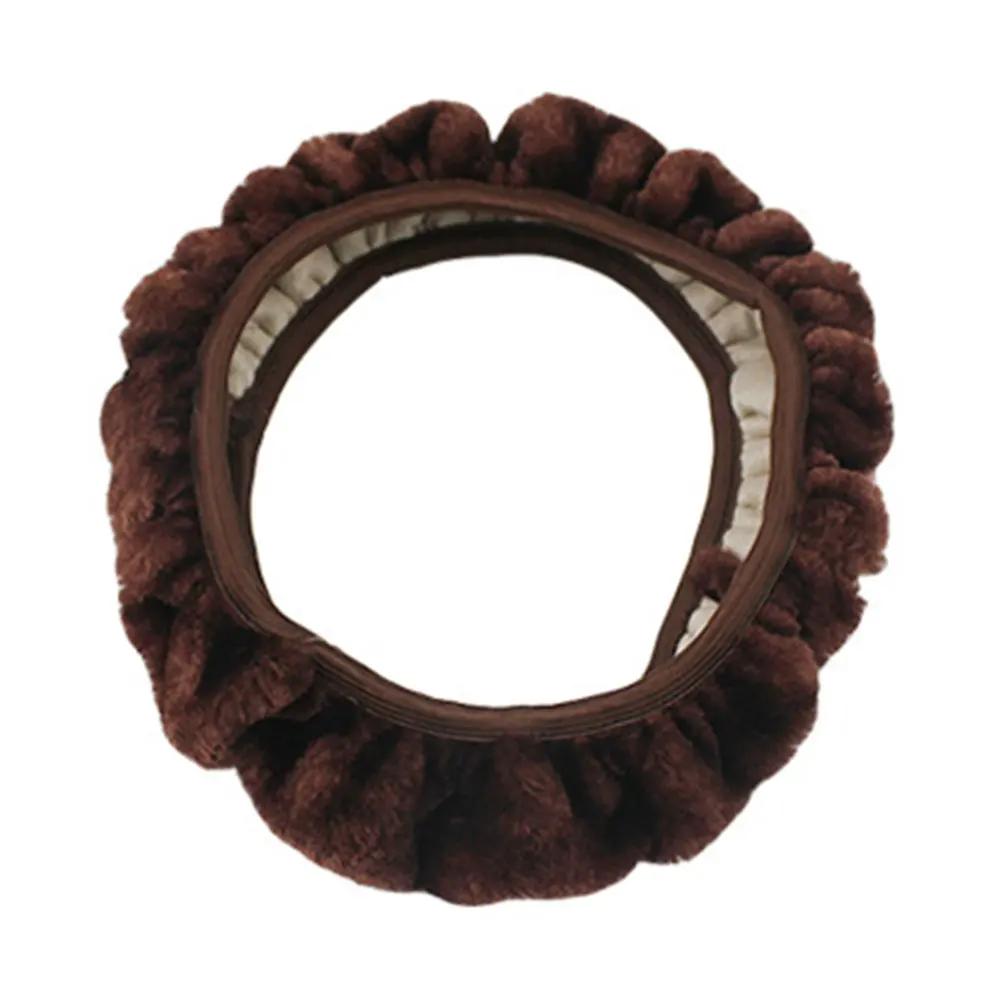 Soft Plush Car Steering Wheel Cover Universal  35-40cm Winter Warm Auto Steering Cover Soft Plush For Car Interior Accessories