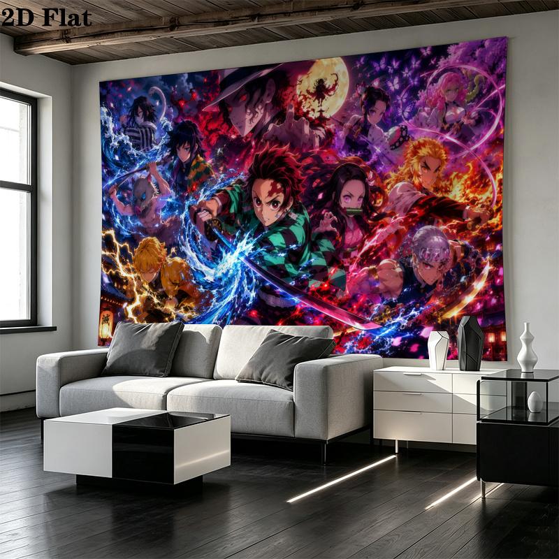 Demon Slayer Series Wall Tapestry Aesthetic Wall Hanging Printed Fabric Blanket Decorative Tapestries for Bedroom Living Room Home Decor
