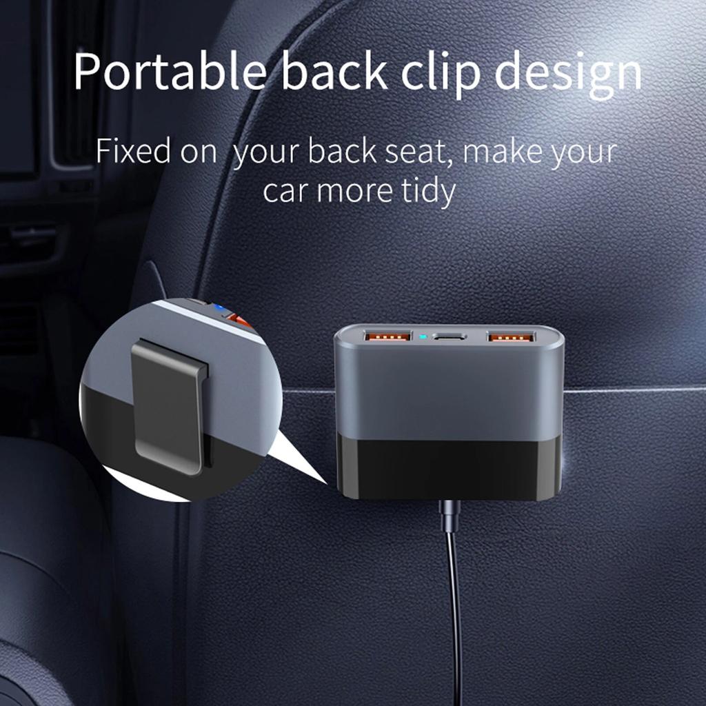 Car Charger Fast Car Charger 76W 5 Ports Car Charger Adapter PD 3.0/QC 3.0/PPS 25W USB C Car Charger 5FT Cable For Back Seat