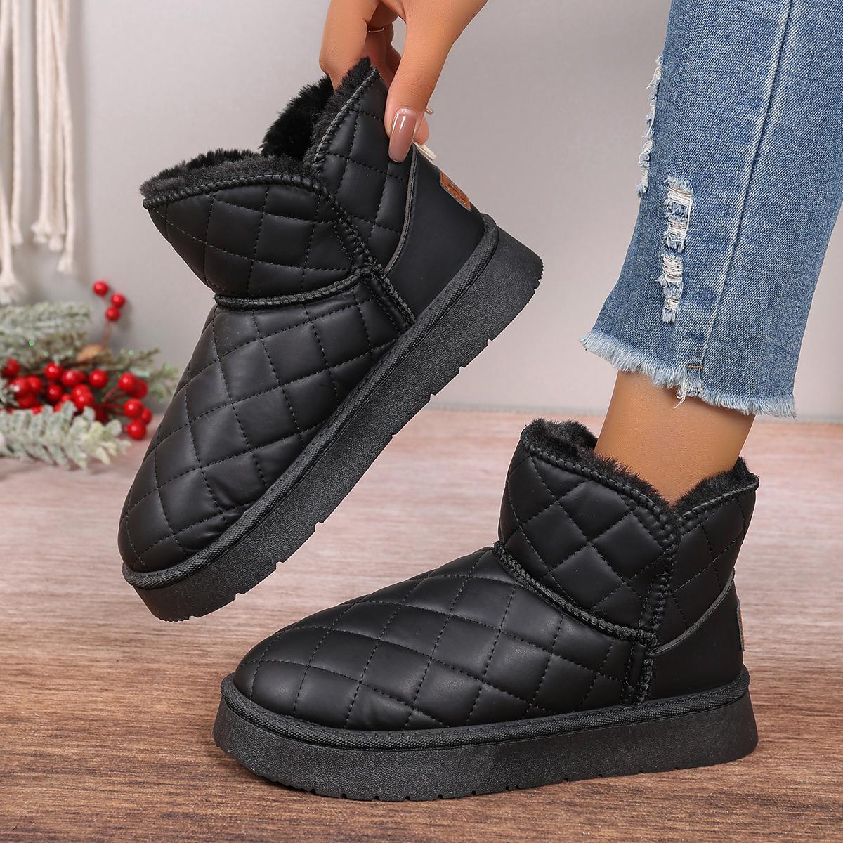 

Модные женские зимние ботинки, теплые, плюшевые, без застежек, однотонные, с круглым носком, модные женские ботильоны, женская зимняя удобная обувь, размер 36-41 41 чёрный