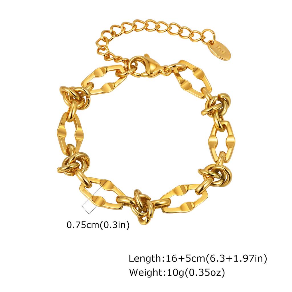 Fashion Personality Women'S Jewelry Stainless Steel Embossed Twist Chain 18 Gold Bracelet 1766