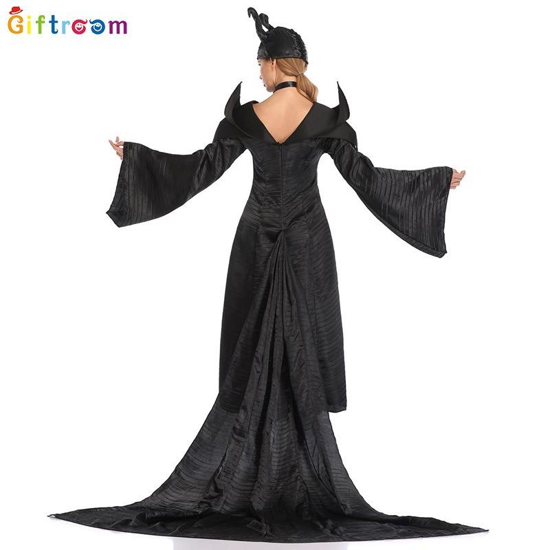 Western Carnival Party Witch Costume Play Demon Horns Diablo Floor Mopping Dress Vampire Show Costume