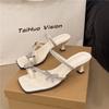 Summer women's butterfly beautiful one-pedal high-heeled slippers 2025 new fairy rhinestone crystal sandals