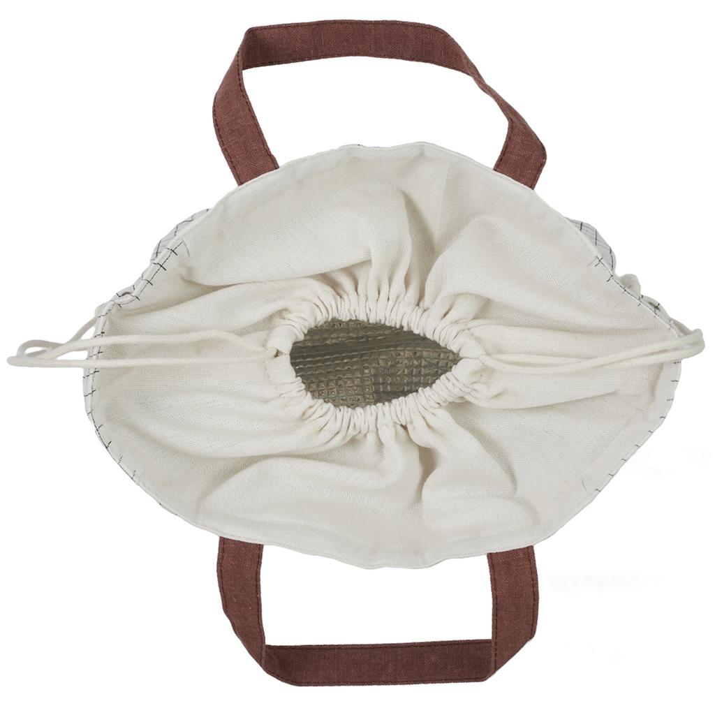 Les Trésors De Lily [A2297] - Pamuklu 'Gourmand Vorace' serin tutan beslenme çantası . . . . ' kestane bej - 22x19x12 cm