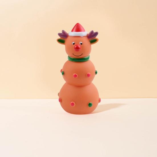 Interactive Christmas Pet Toy Bite-Resistant Teeth-Cleaning Built-in Sound Squeaker Rubber Toy for Dogs