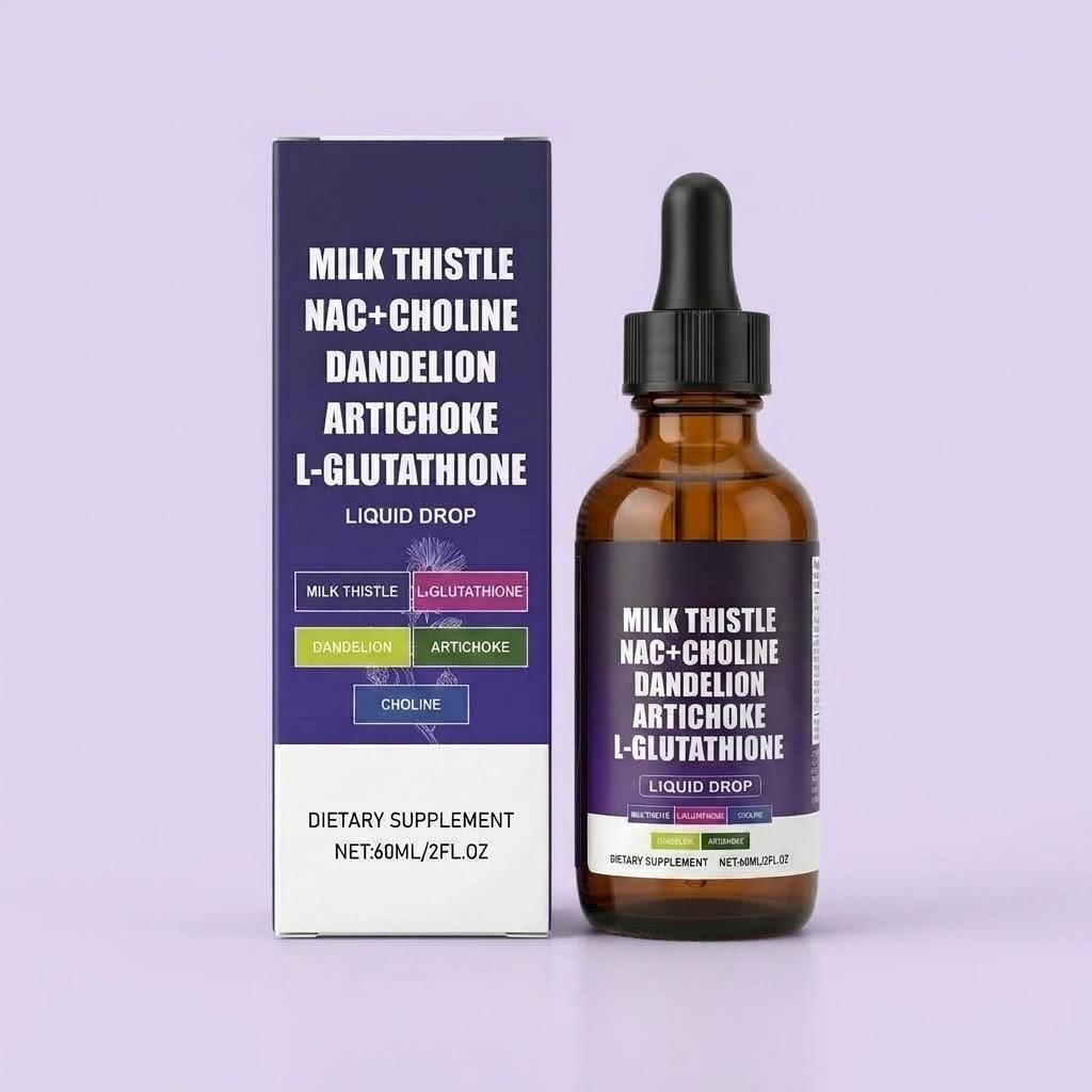 Milk Thistle Liquid Drops for Liver Cleanse & Detox with NAC, Choline, Dandelion, Artichoke & L-Glutathione – 60ml (2 Fl. Oz)