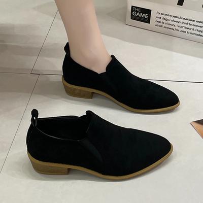 Fashion Ladies Shoes On Sale 2024 Slip On Women's Pumps Spring Autumn Loafers Round Toe Solid Casual Chunky Heels Large Size Shoes