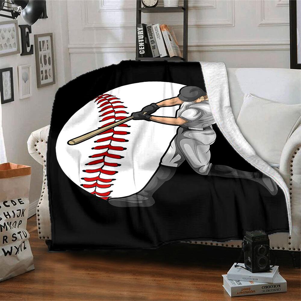 1pc Baseball Player Blanket, Lightweight Flannel Throw Blanket for Sofa, Bed, Travel, Camping, Living Room, Office, Couch065
