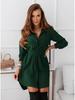 2022 Autumn/Winter Slimming Belted Long Sleeve Collared Dress