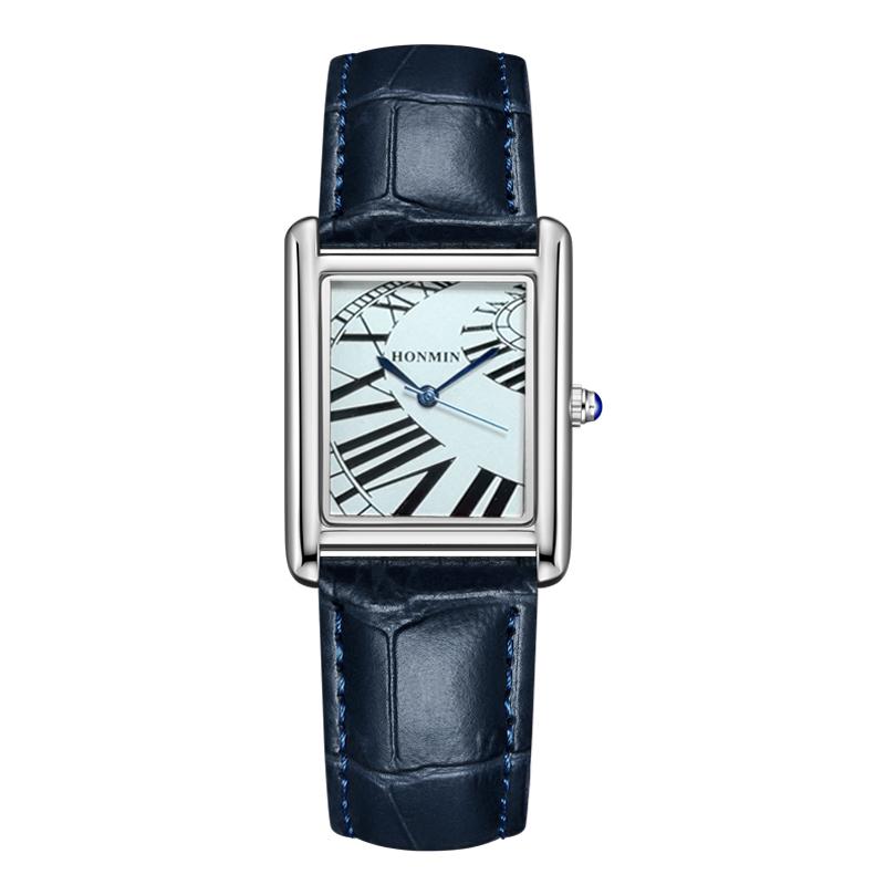 HONMIN Luxury Style Roman Dial Tank Ultra-Thin Rectangular Elegant Men's Quartz WaterProof Watch