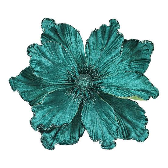 Artificial Christmas Flowers Large Glitter Magnolia Decoration Sparkling Xmas Tree Ornaments Wreath Garland Home Party Decor DIY Crafts