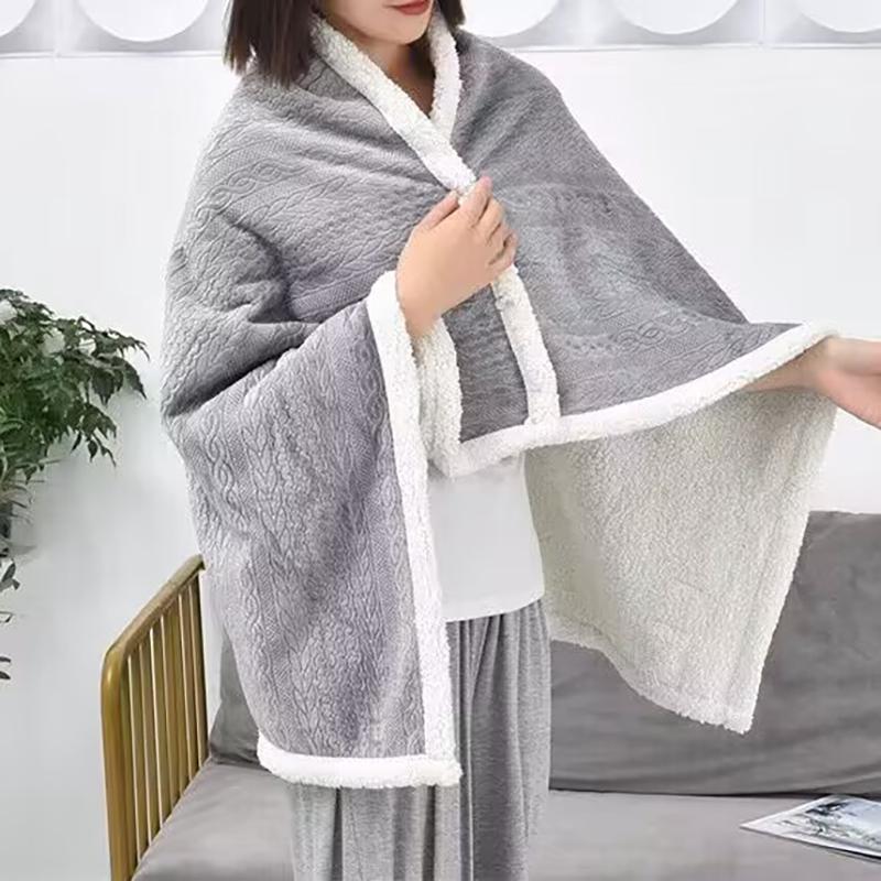 Flannel Double-layer Leg Covering Blanket Fall and Winter Students Nap Shawl Blanket Wearable Shawl Office