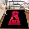 Sexy Pole Dancer Silhouette Area Rug, Vibrant Pink Neon Background Floor Mat,Soft Carpet for Bedroom, Studio & Club Decor